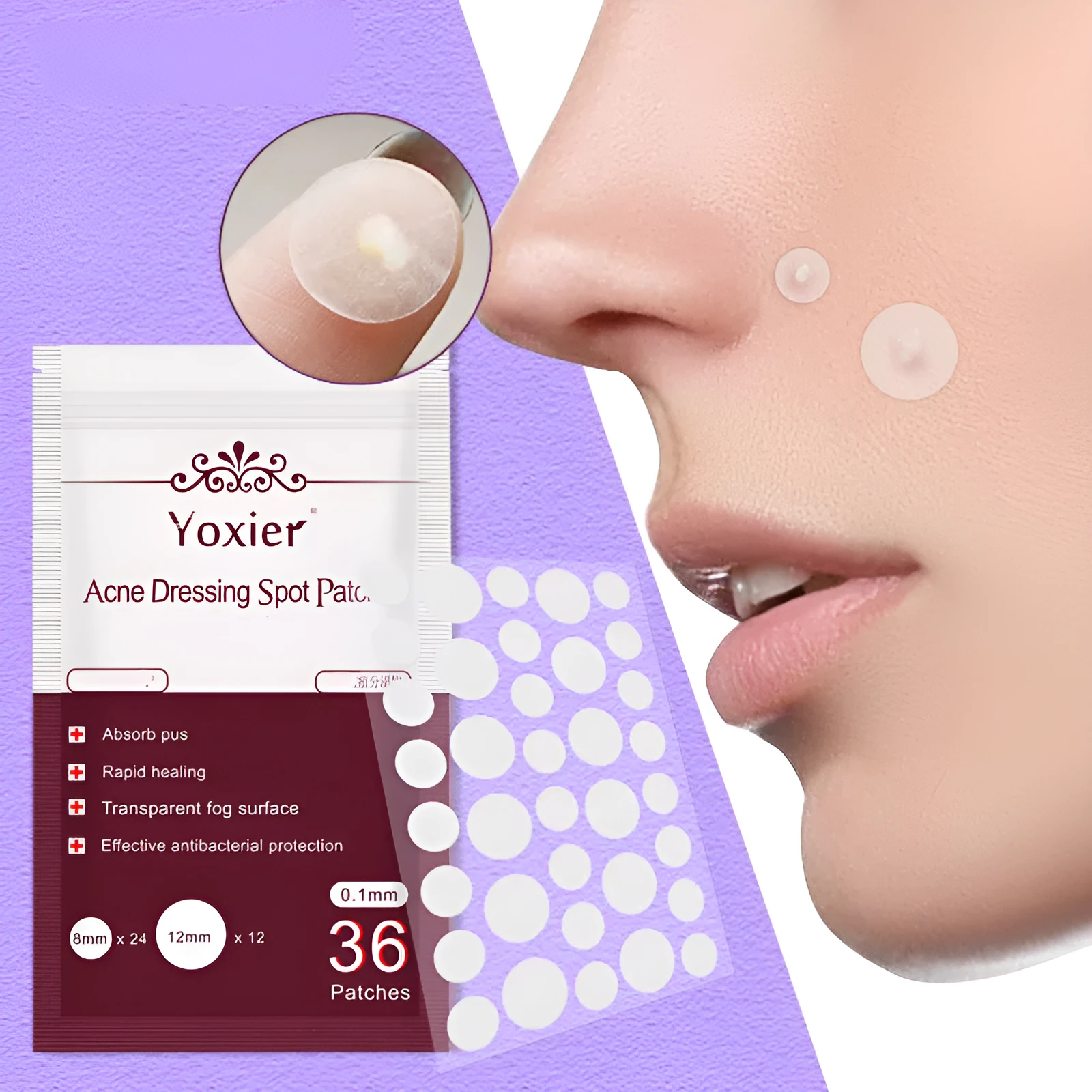 Acne dressing spot patch 0.1mm invisible sticker in red colour with 36-count pack