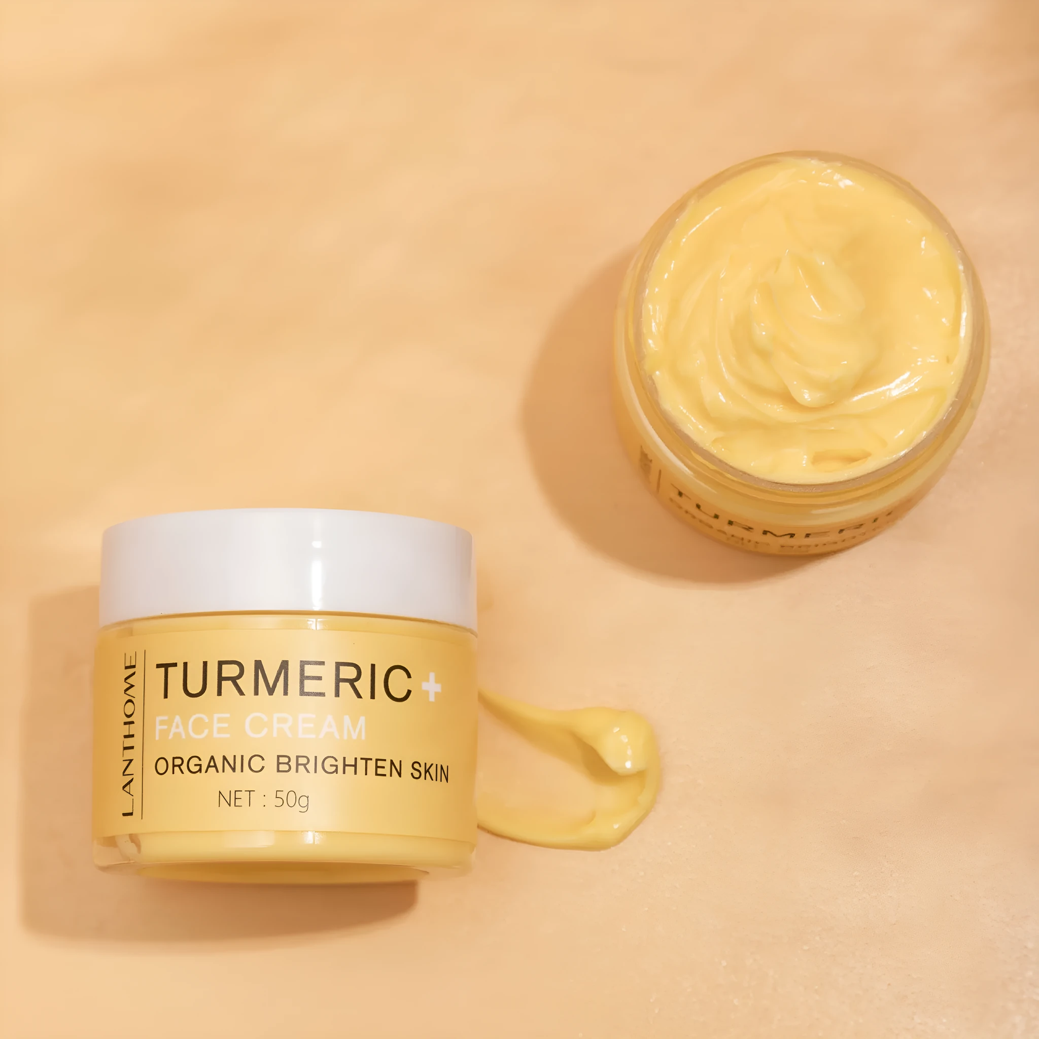 Turmeric essential oil skincare set with cream and oil for brightening and hydration