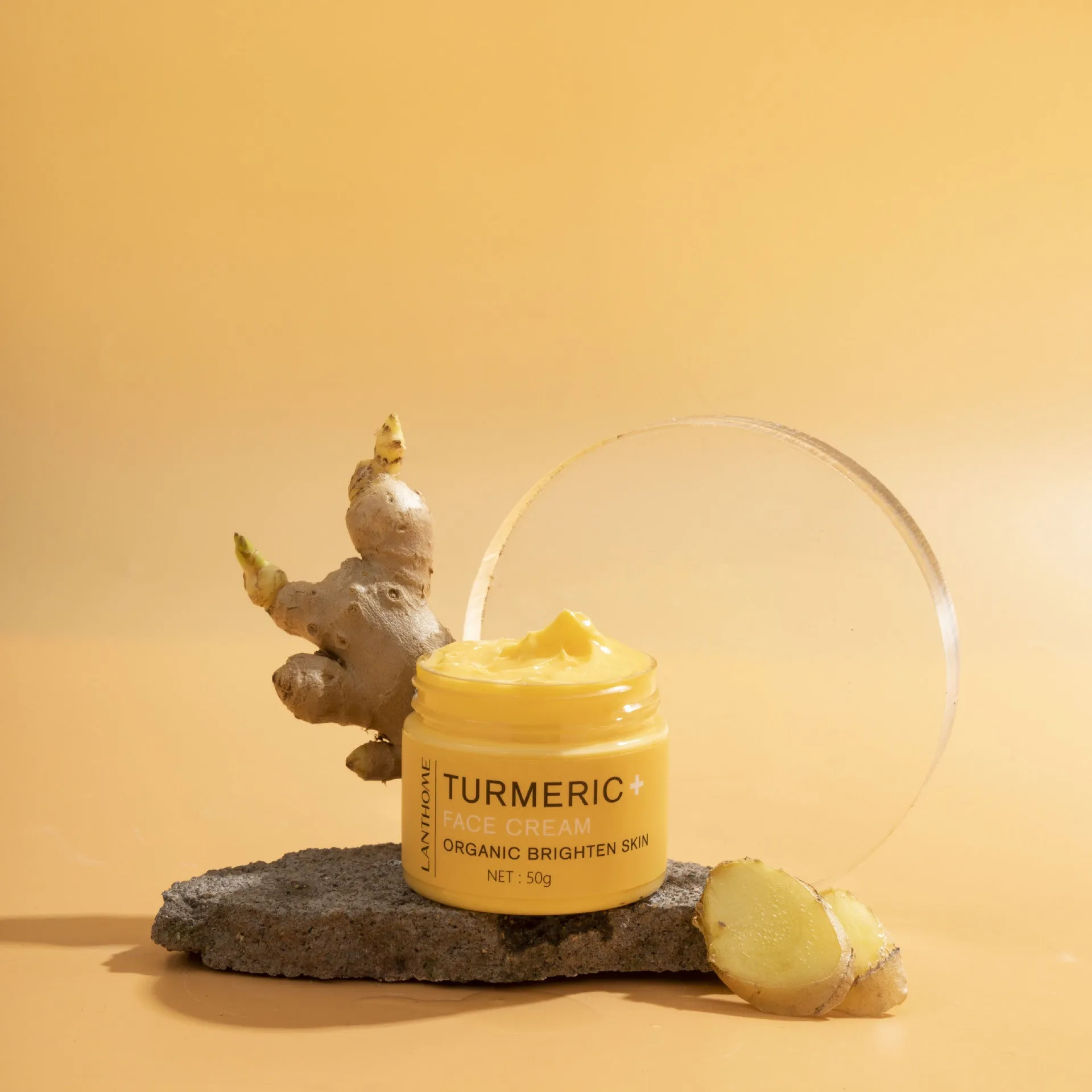 Turmeric essential oil skincare set with cream and oil for brightening and hydration
