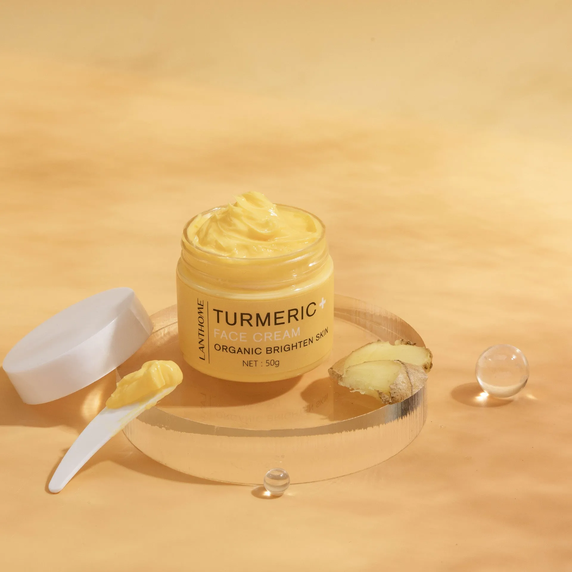 Turmeric essential oil skincare set with cream and oil for brightening and hydration