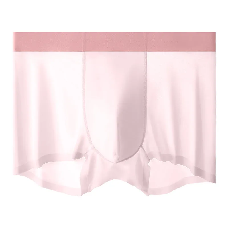 Men's ice silk antibacterial shorts in bean green with seamless construction and mid waist design