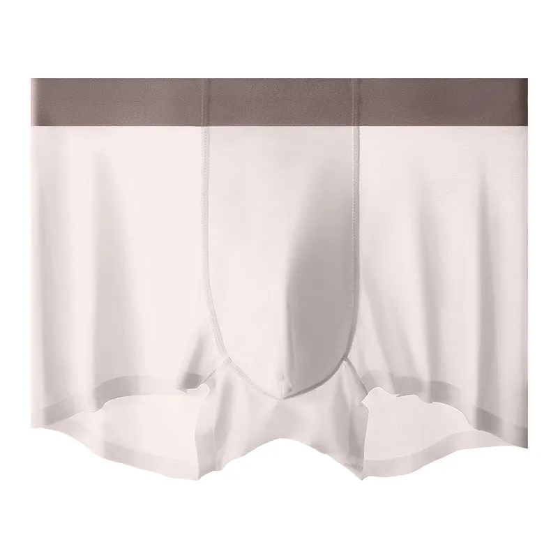 Men's ice silk antibacterial shorts in bean green with seamless construction and mid waist design