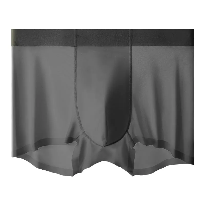 Men's ice silk antibacterial shorts in bean green with seamless construction and mid waist design