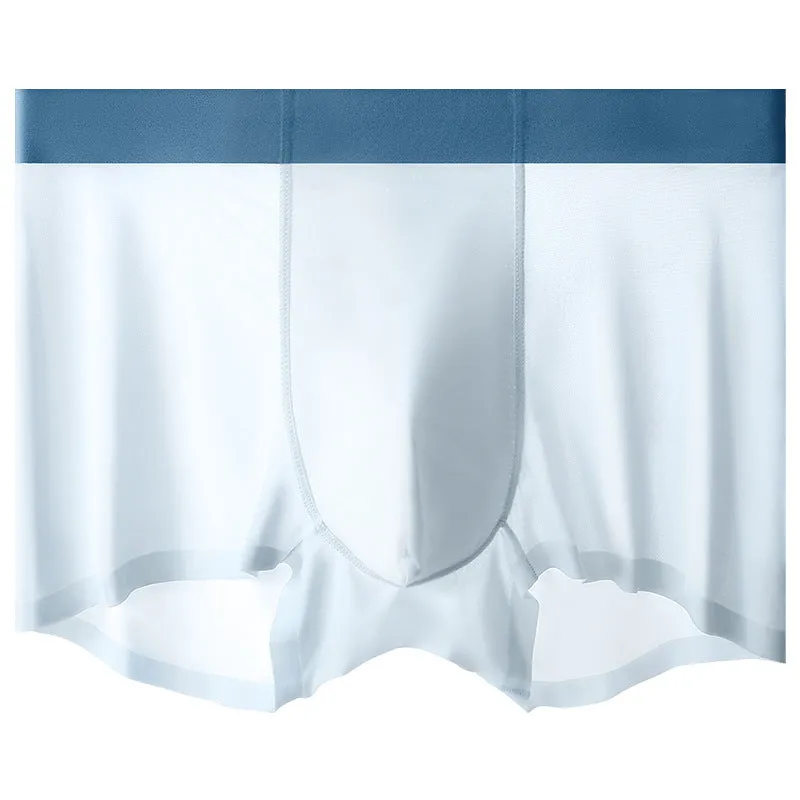 Men's ice silk antibacterial shorts in bean green with seamless construction and mid waist design