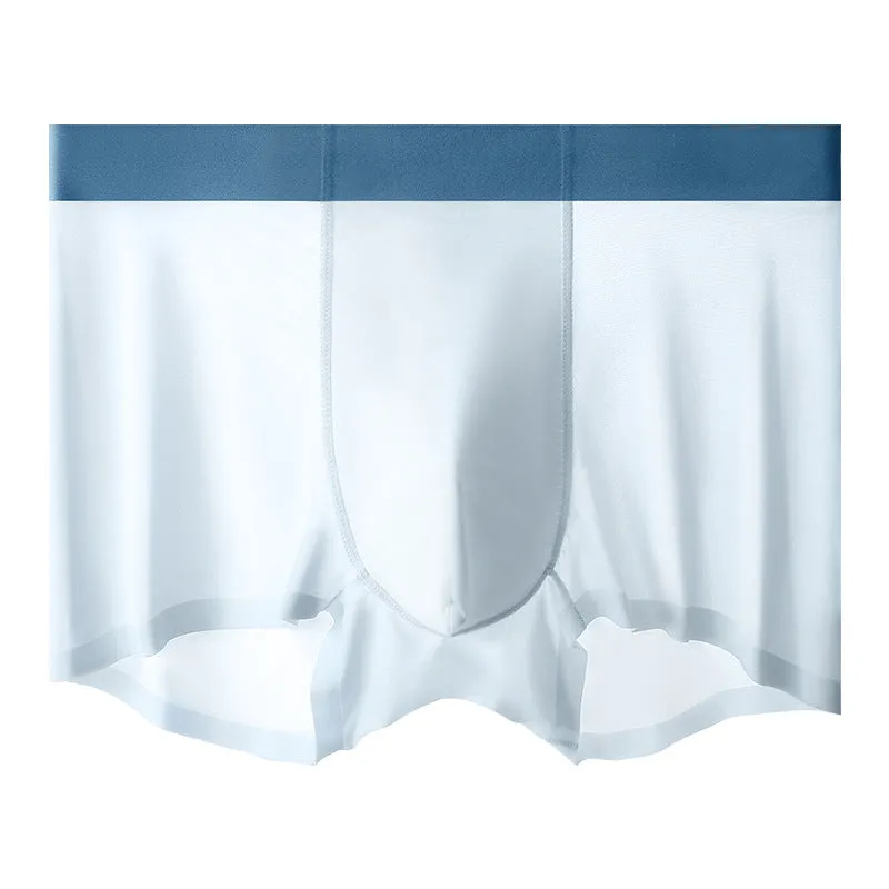 Men's ice silk antibacterial shorts in bean green with seamless construction and mid waist design