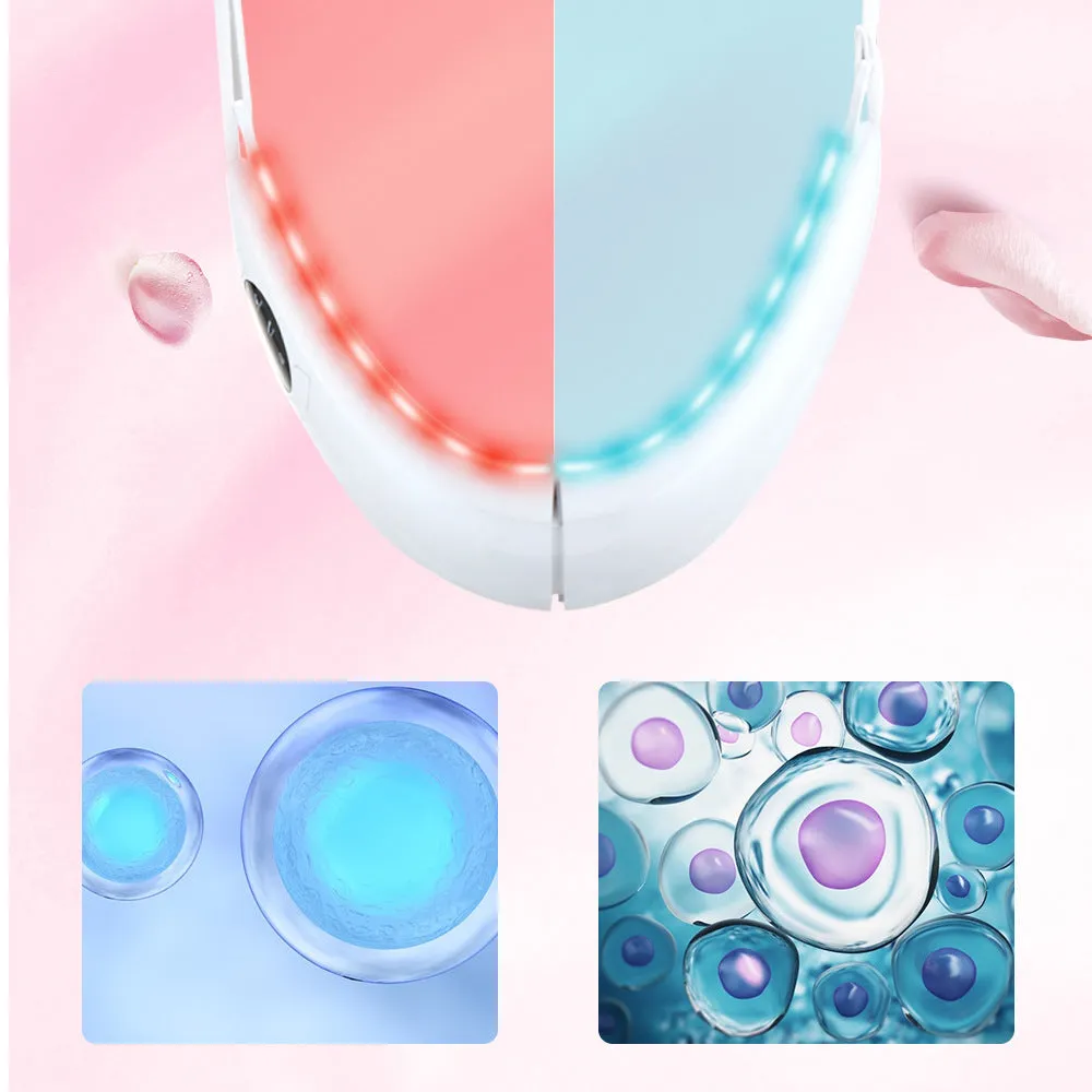 White multifunctional facial lifting device with red and blue light therapy, ABS construction, 170x110x50mm
