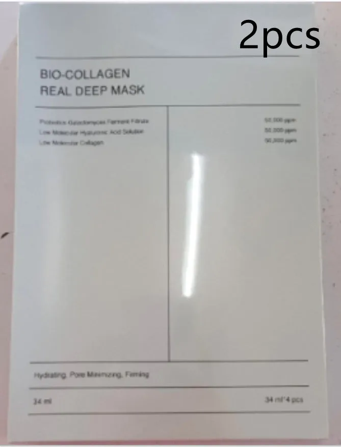 Collagen face mask box of 4 pieces, each 34g, for firming, hydrating and brightening skin