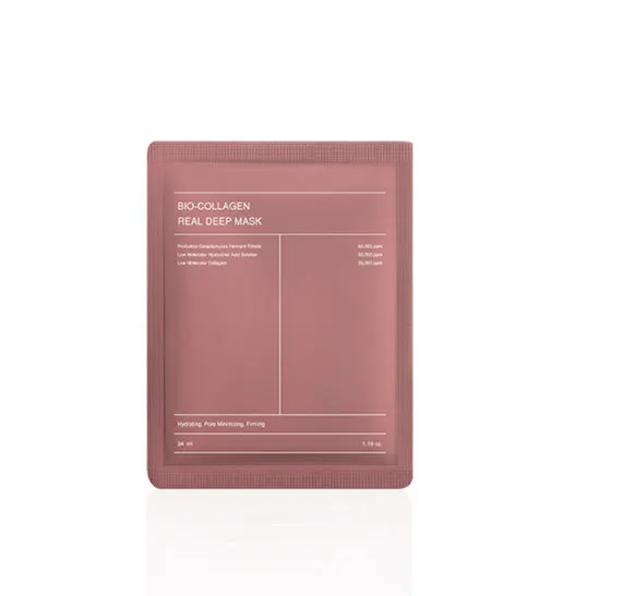 Collagen face mask box of 4 pieces, each 34g, for firming, hydrating and brightening skin