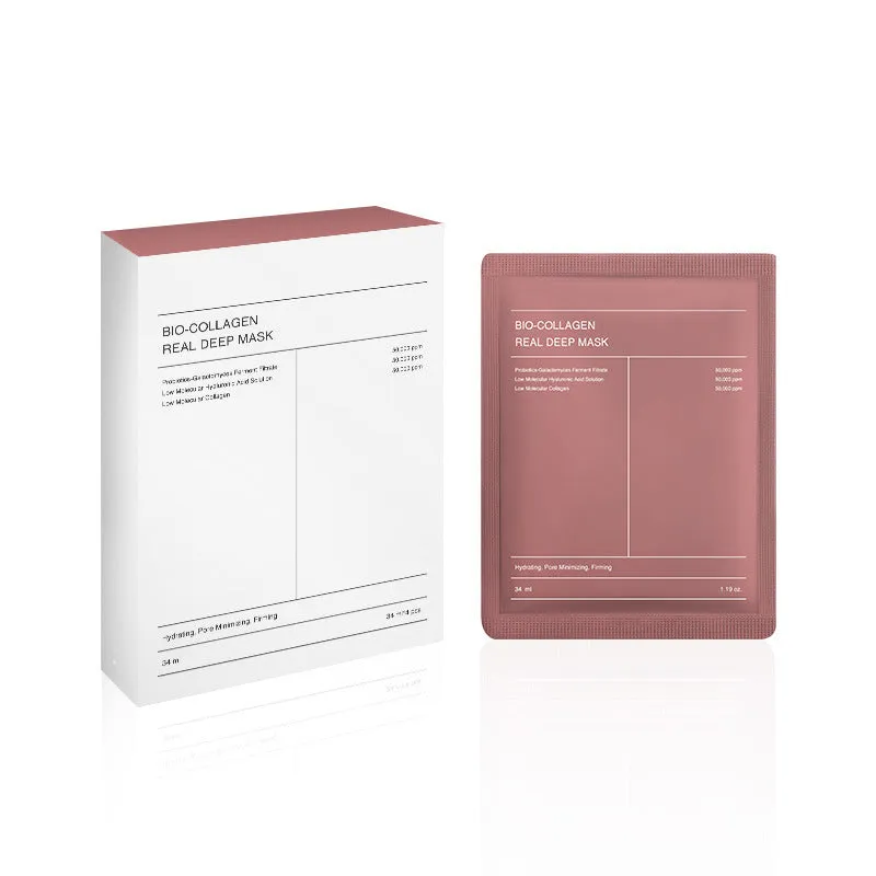 Collagen face mask box of 4 pieces, each 34g, for firming, hydrating and brightening skin