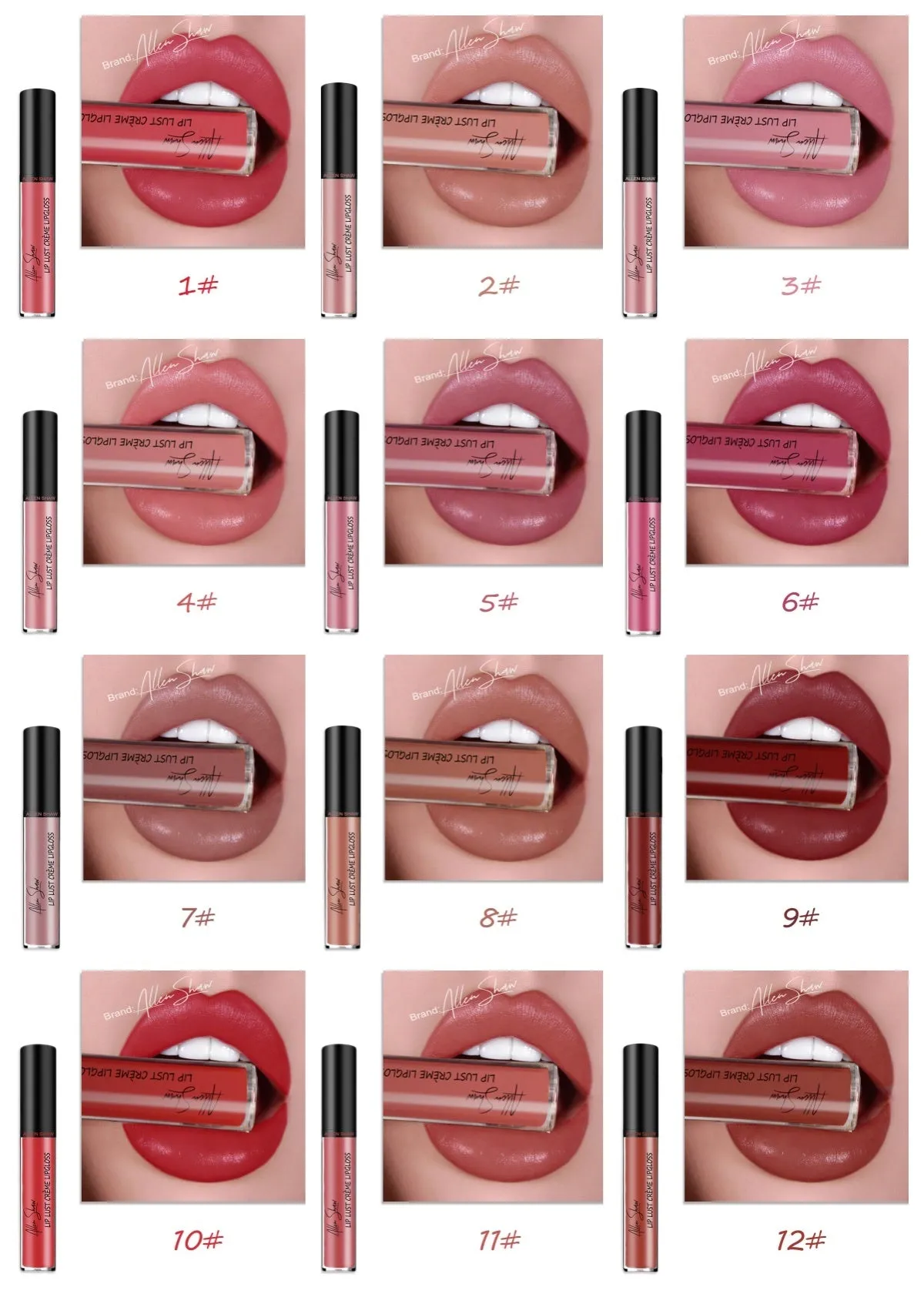 Silky cream texture lip gloss lipstick mineral lip glaze with glossy shine, available in multiple colours
