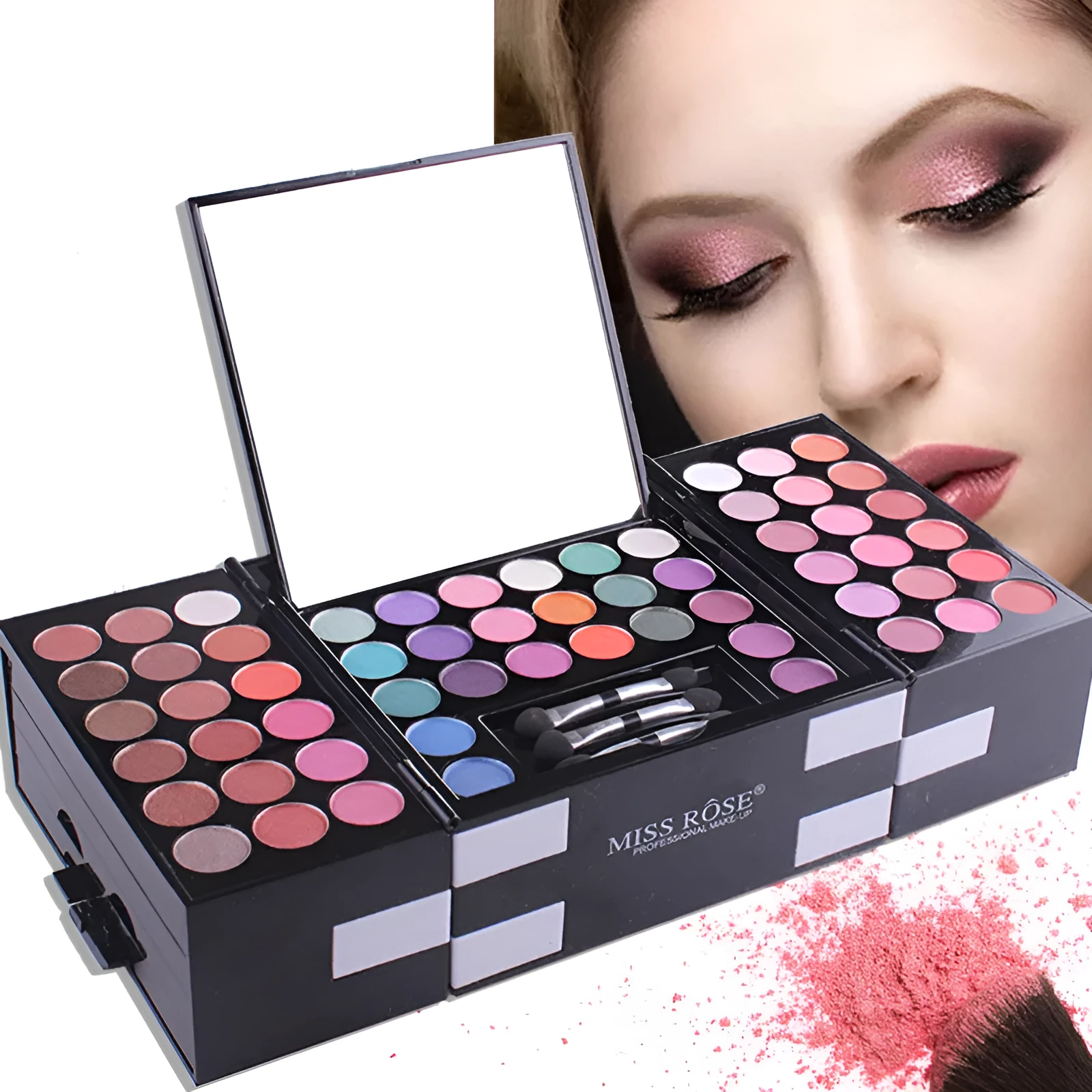 MISS ROSE 144 colour eyeshadow blush eyebrow makeup palette compact case