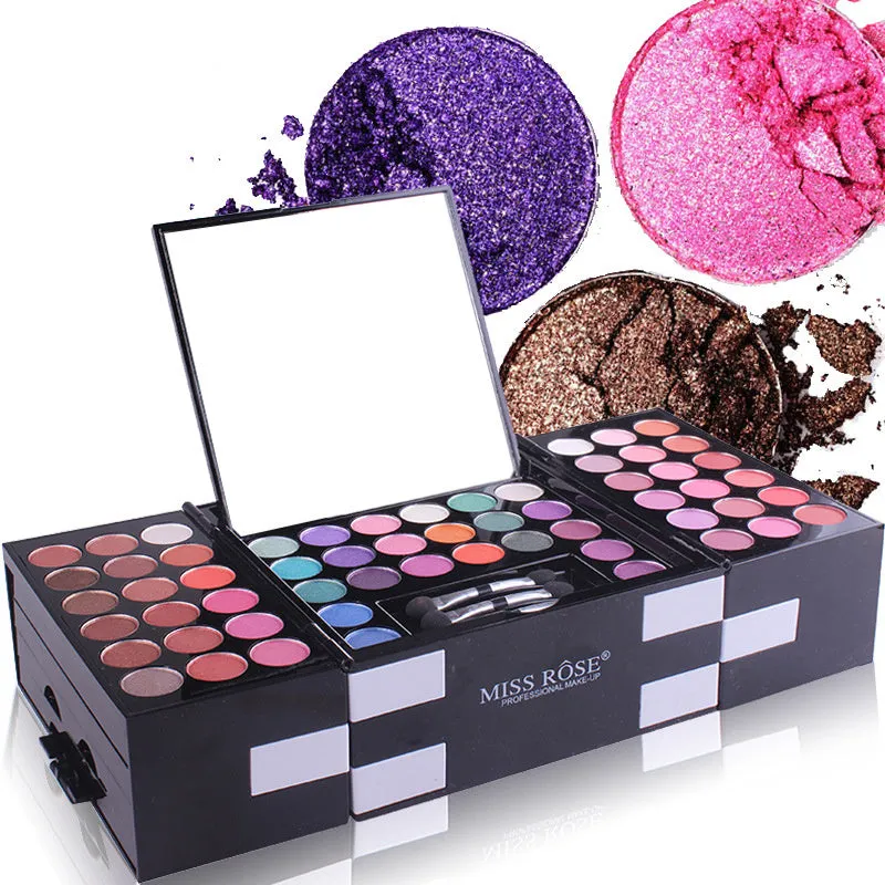 MISS ROSE 144 colour eyeshadow blush eyebrow makeup palette compact case
