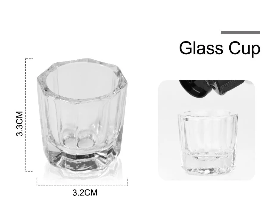 Acrylic nail system kit with glass cup, carving pen, and acrylic powders for nail extension and carving