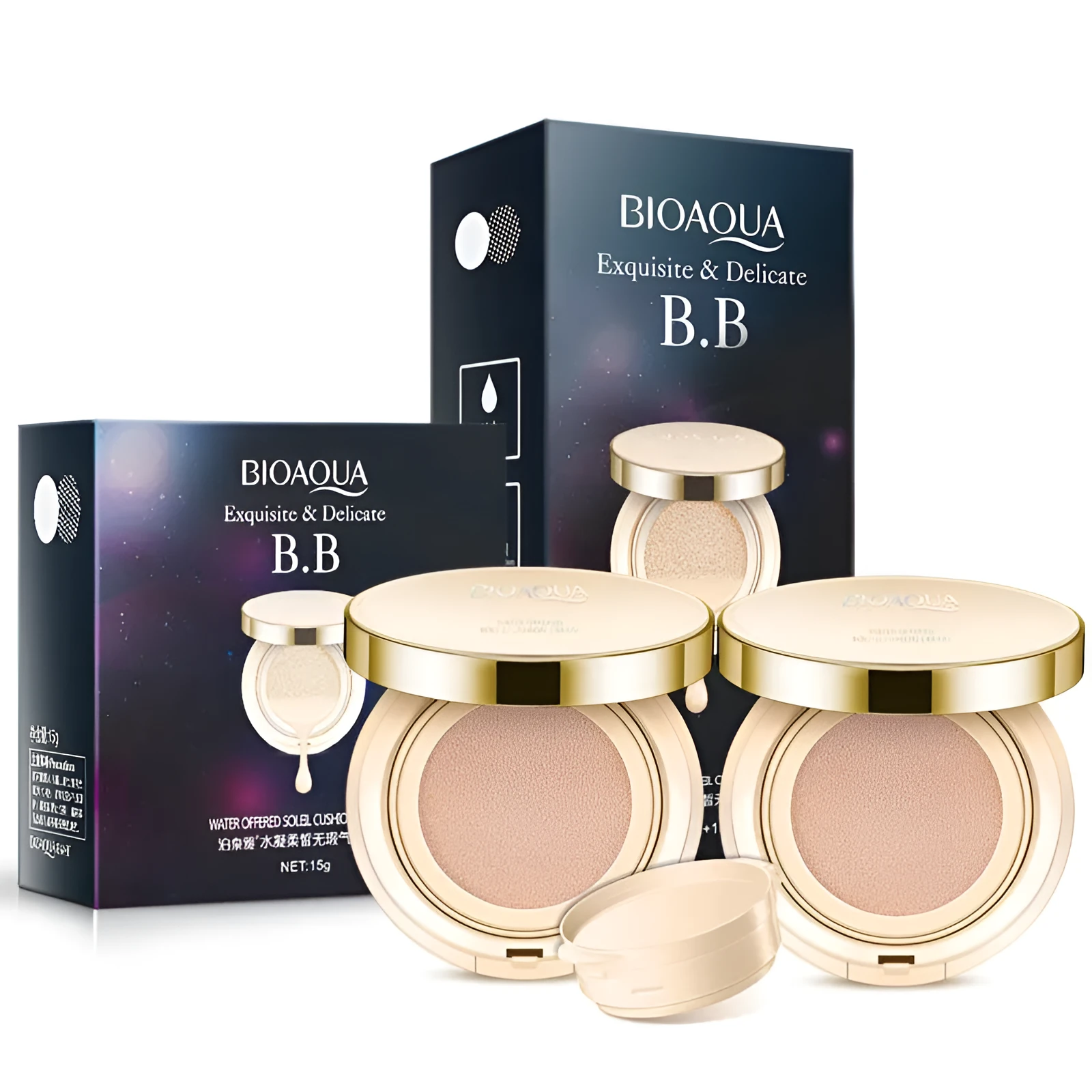 Bioaqua Air Cushion BB Cream 3 Colour Concealer compact 15g on table