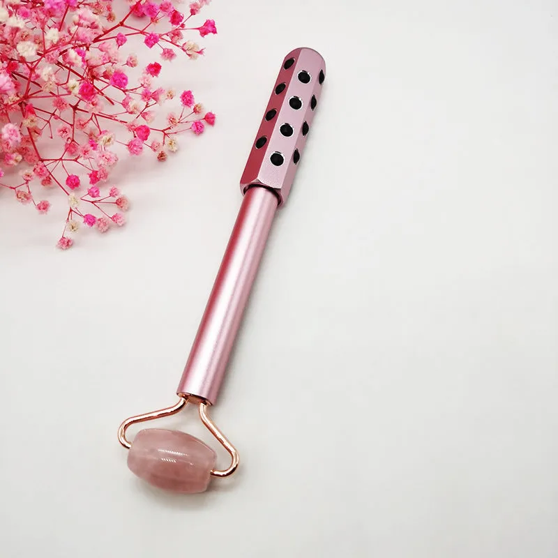 4-piece natural jade and germanium massager set including large face roller, small eye roller, and germanium-headed tools