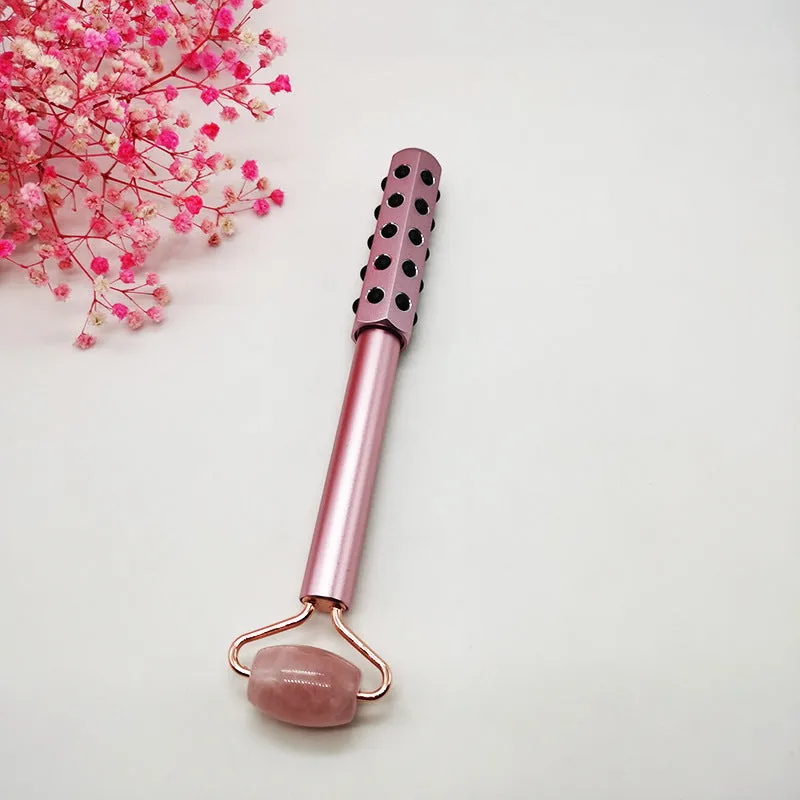 4-piece natural jade and germanium massager set including large face roller, small eye roller, and germanium-headed tools