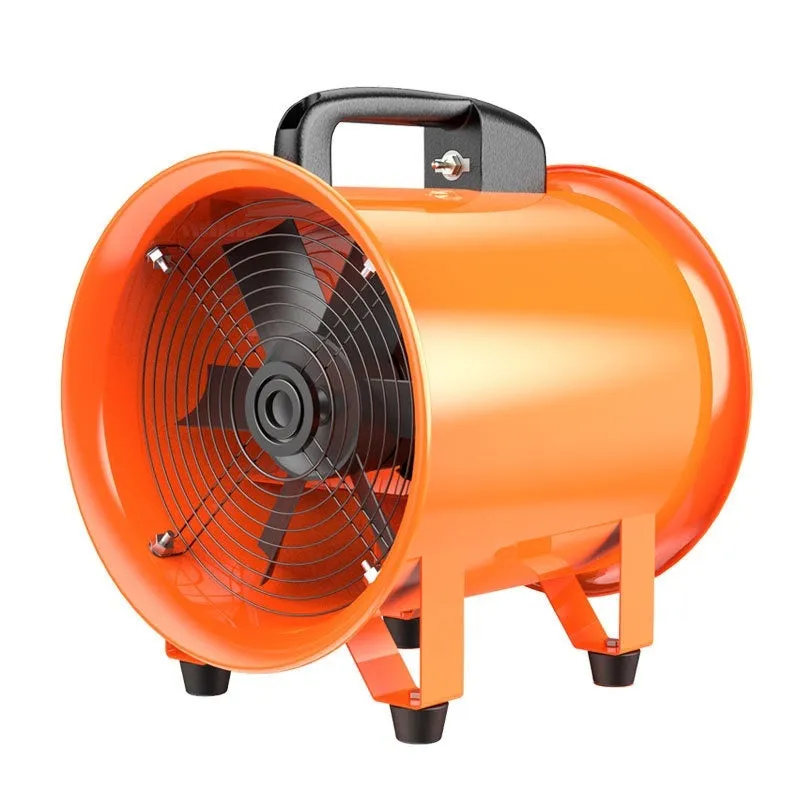 8-inch titanium steel industrial axial flow fan for dust removal and ventilation with a 5-metre air duct.