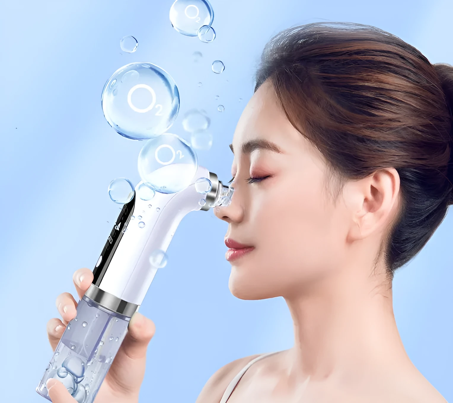 Upgraded blackhead remover pore vacuum cleaner in white with six replaceable probes and USB charger for home use