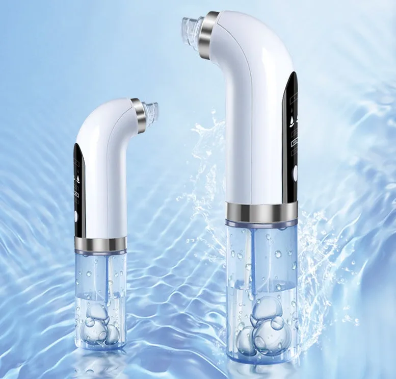 Upgraded blackhead remover pore vacuum cleaner in white with six replaceable probes and USB charger for home use