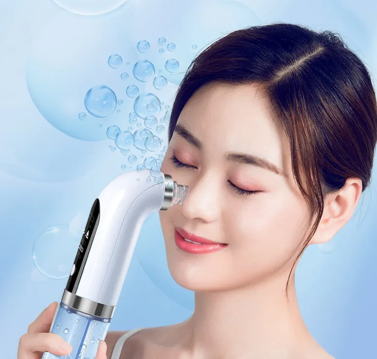 Upgraded blackhead remover pore vacuum cleaner in white with six replaceable probes and USB charger for home use