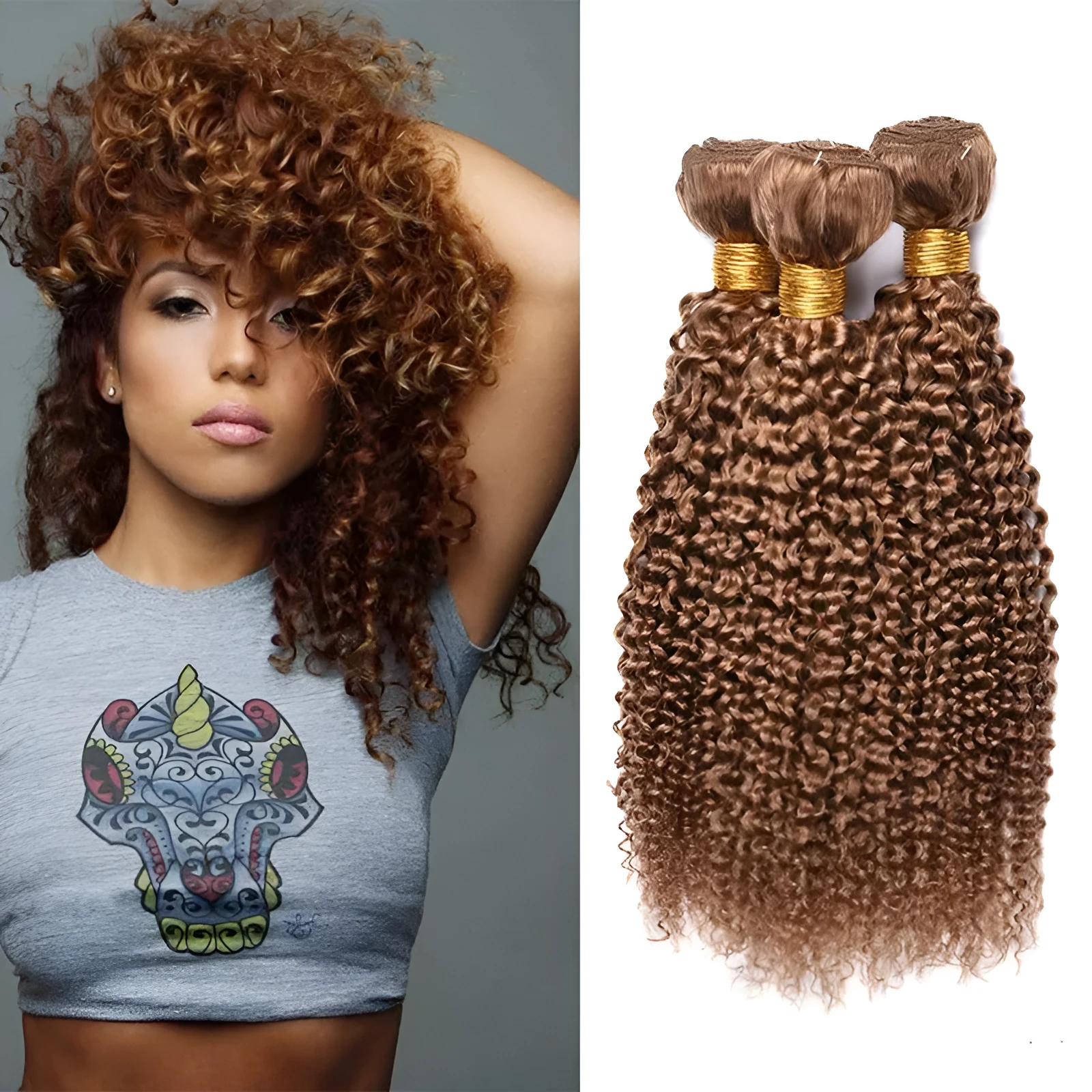 Kinky curly wave human hair wig medium length 10 to 24 inches mechanically processed