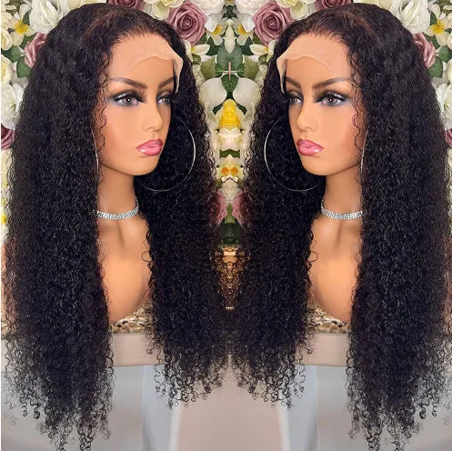 Brazilian kinky curly lace front human hair wig 150% density natural colour 1b# 8 to 24 inch length