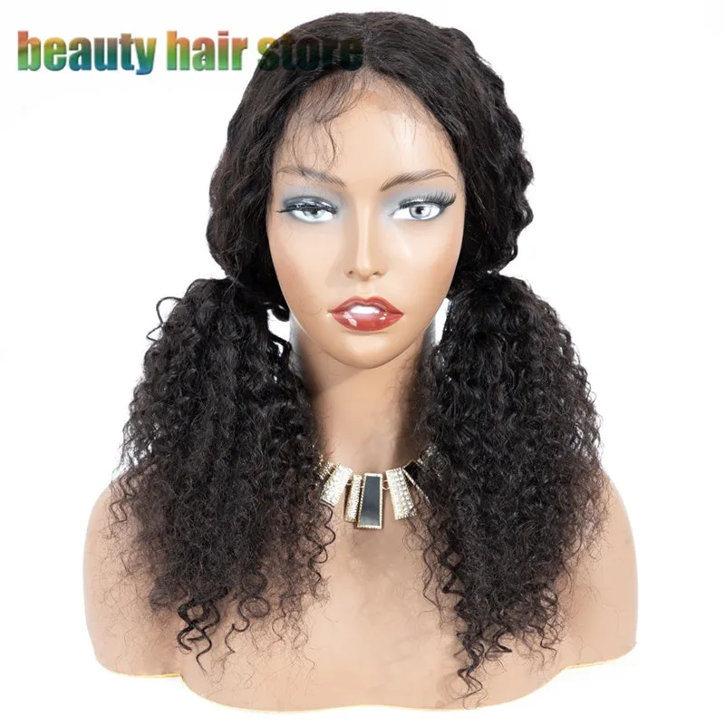Brazilian kinky curly lace front human hair wig 150% density natural colour 1b# 8 to 24 inch length