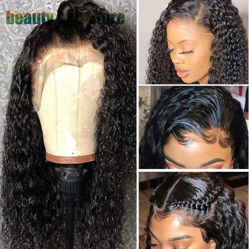 Brazilian kinky curly lace front human hair wig 150% density natural colour 1b# 8 to 24 inch length
