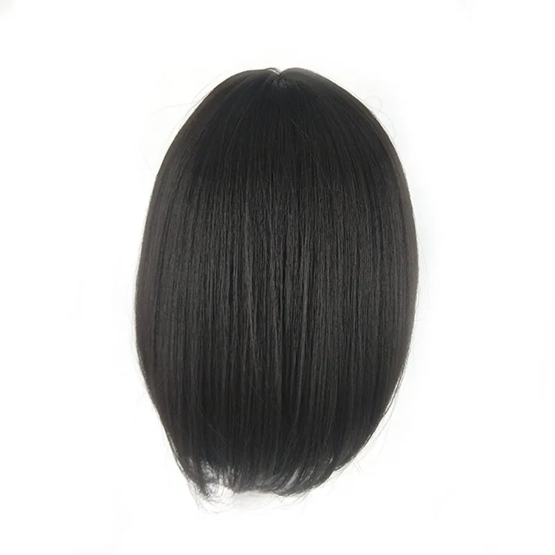 Short bob wig for women in black with starfish pendant and glass beads