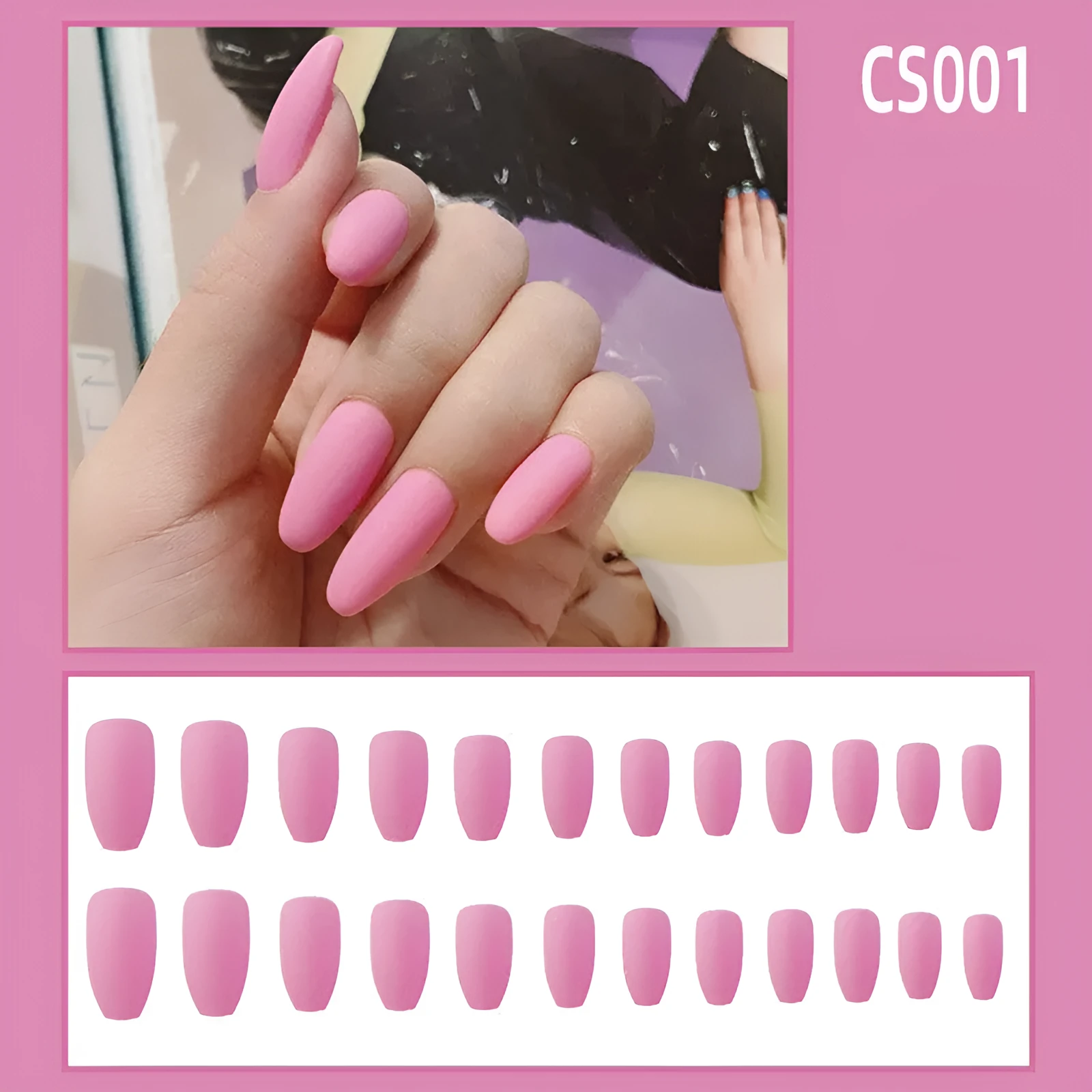 Frosted waterproof fake nails from Alice brand in three colours on a table