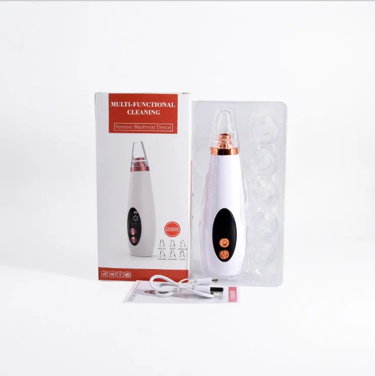 Microcrystalline blackhead remover model LY-9128 with USB charging and black suction nozzle