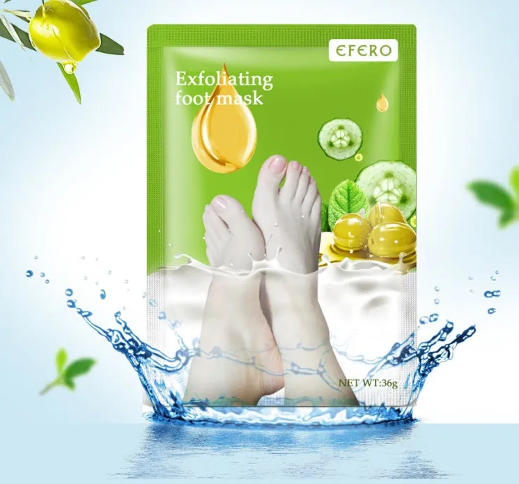 Exfoliating foot mask sachet for removing dead skin on heels and feet, 19x13x0.5cm
