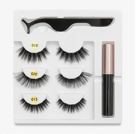 Magnetic false eyelashes with cotton stem, chemical fibre, multiple styles, in packaging