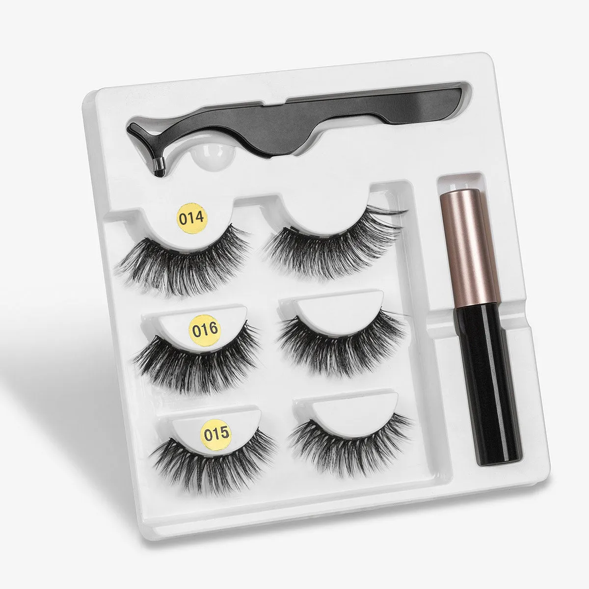 Magnetic false eyelashes with cotton stem, chemical fibre, multiple styles, in packaging