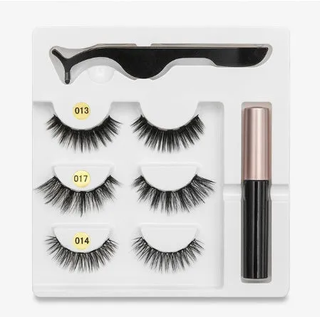 Magnetic false eyelashes with cotton stem, chemical fibre, multiple styles, in packaging