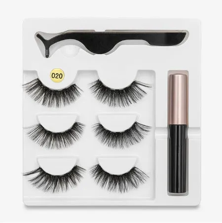 Magnetic false eyelashes with cotton stem, chemical fibre, multiple styles, in packaging