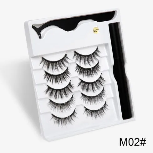 Magnetic false eyelashes with cotton stem, chemical fibre, multiple styles, in packaging