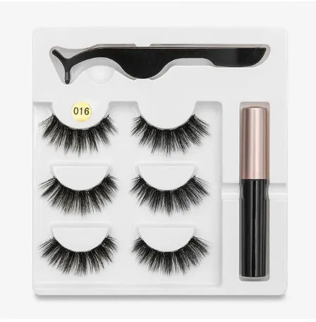 Magnetic false eyelashes with cotton stem, chemical fibre, multiple styles, in packaging
