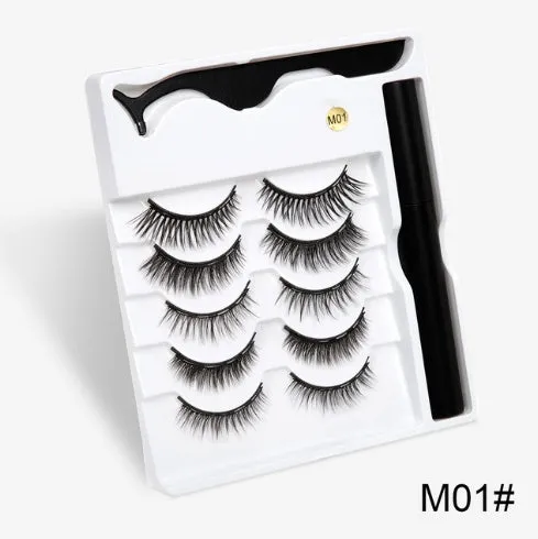 Magnetic false eyelashes with cotton stem, chemical fibre, multiple styles, in packaging