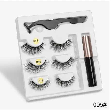 Magnetic false eyelashes with cotton stem, chemical fibre, multiple styles, in packaging