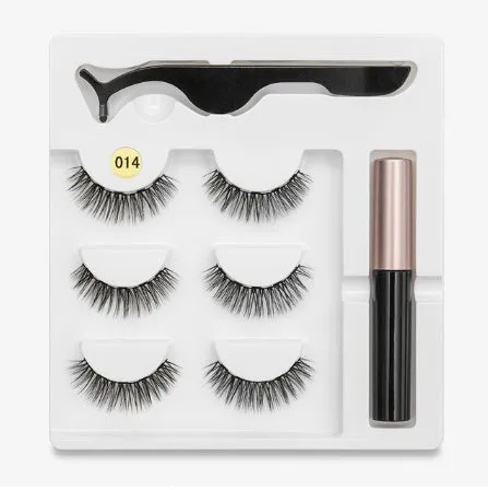 Magnetic false eyelashes with cotton stem, chemical fibre, multiple styles, in packaging