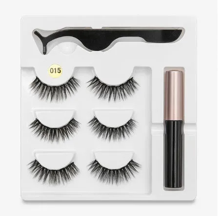 Magnetic false eyelashes with cotton stem, chemical fibre, multiple styles, in packaging
