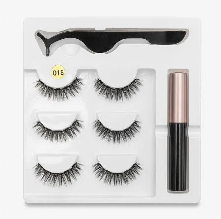 Magnetic false eyelashes with cotton stem, chemical fibre, multiple styles, in packaging
