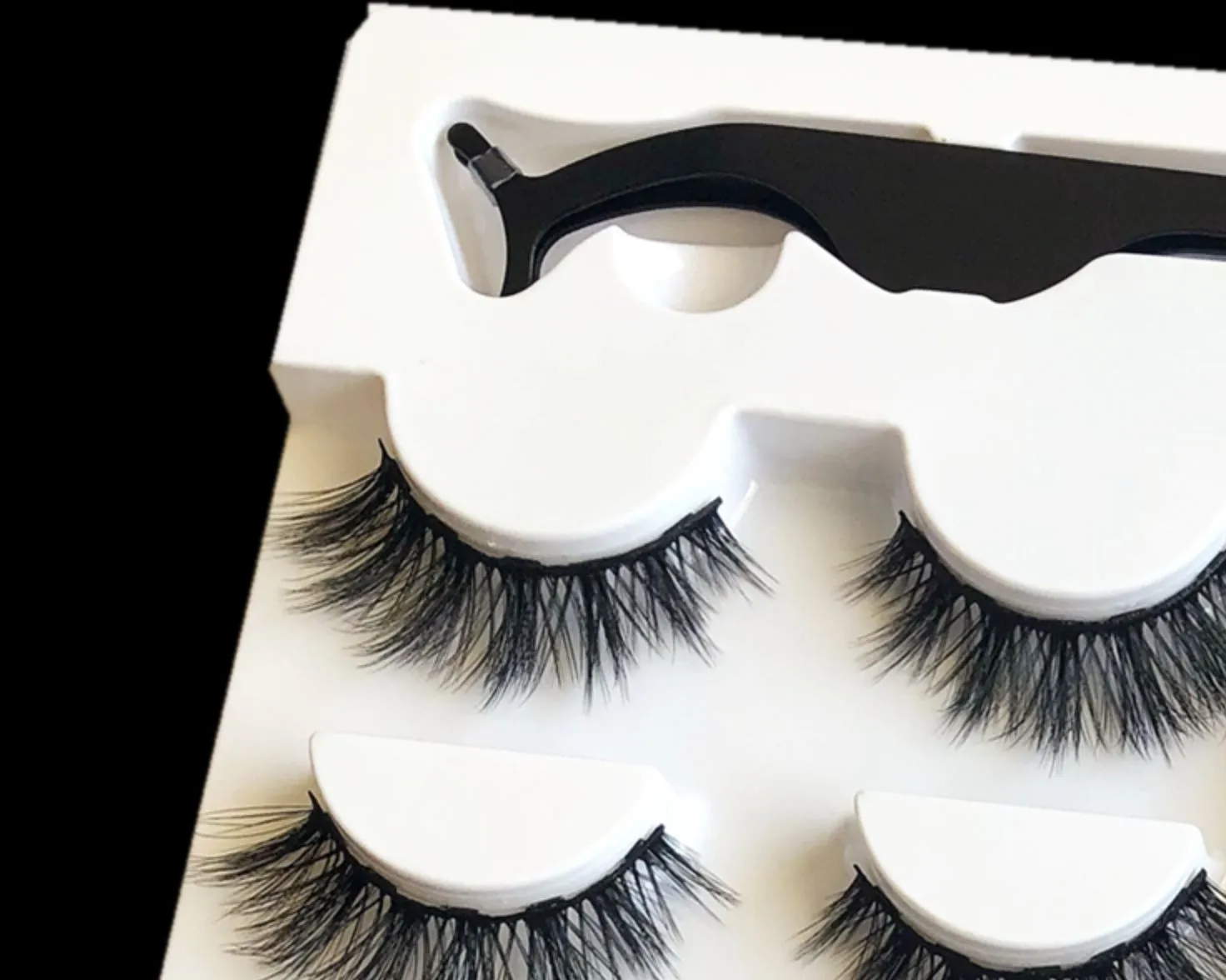 Magnetic false eyelashes with cotton stem, chemical fibre, multiple styles, in packaging