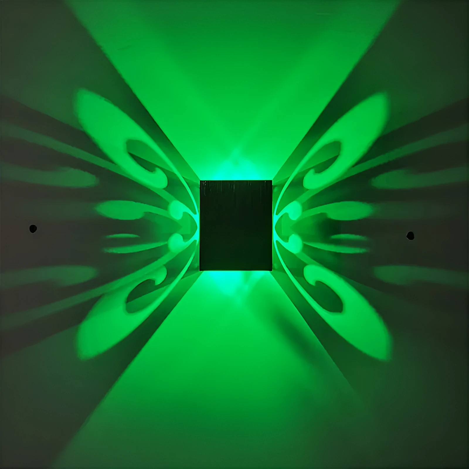 Modern aluminium butterfly-shaped LED wall lamp with remote control for seven colour options.