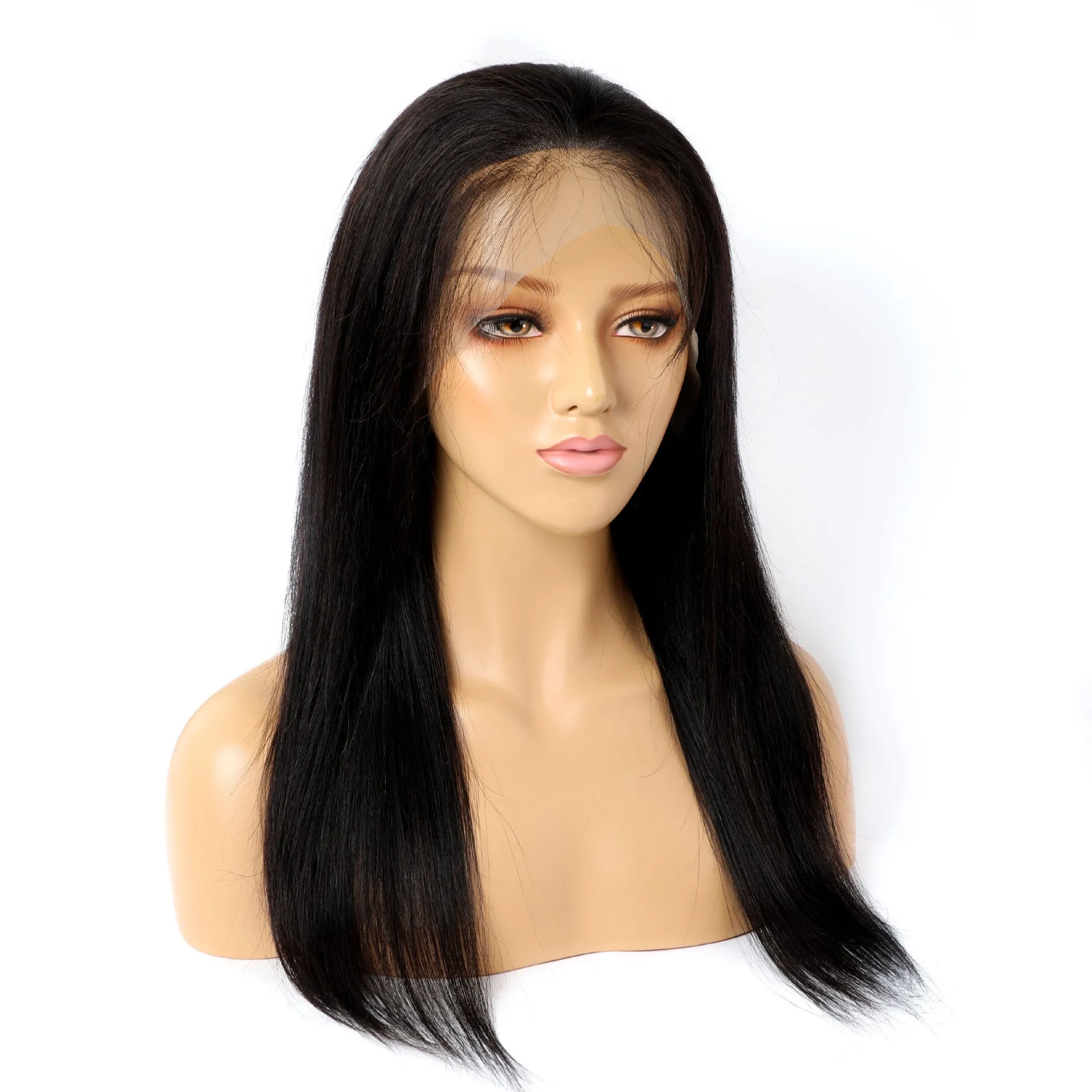 Real human hair lace front wig black hand woven natural style 8 to 30 inches