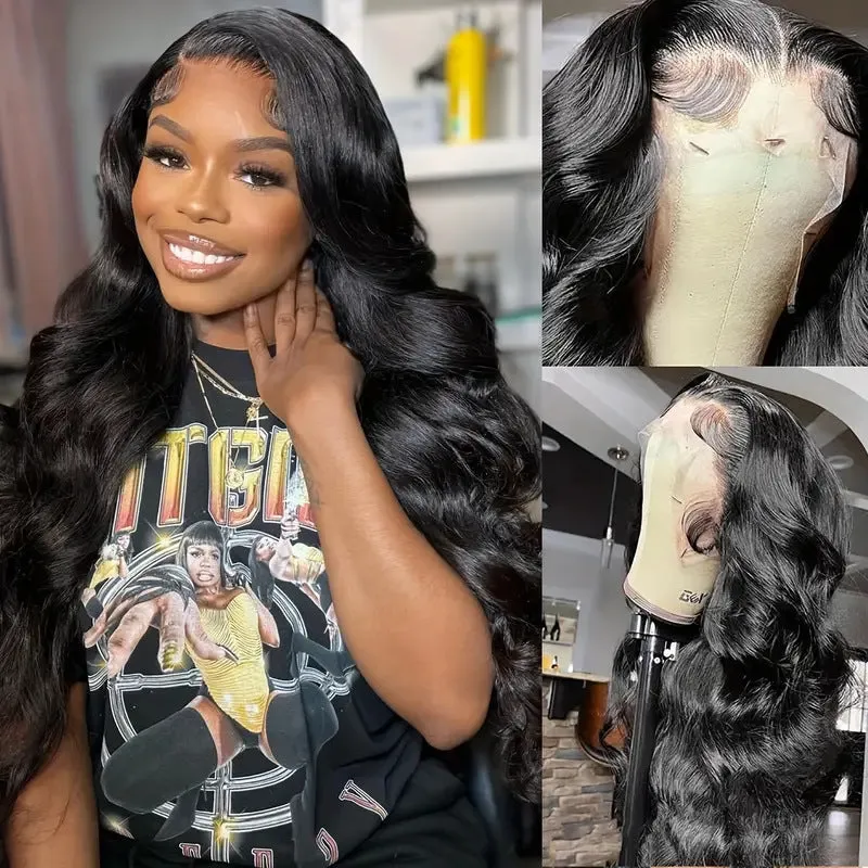 Front lace wig medium big wave black high temperature fibre ladies face shape modification