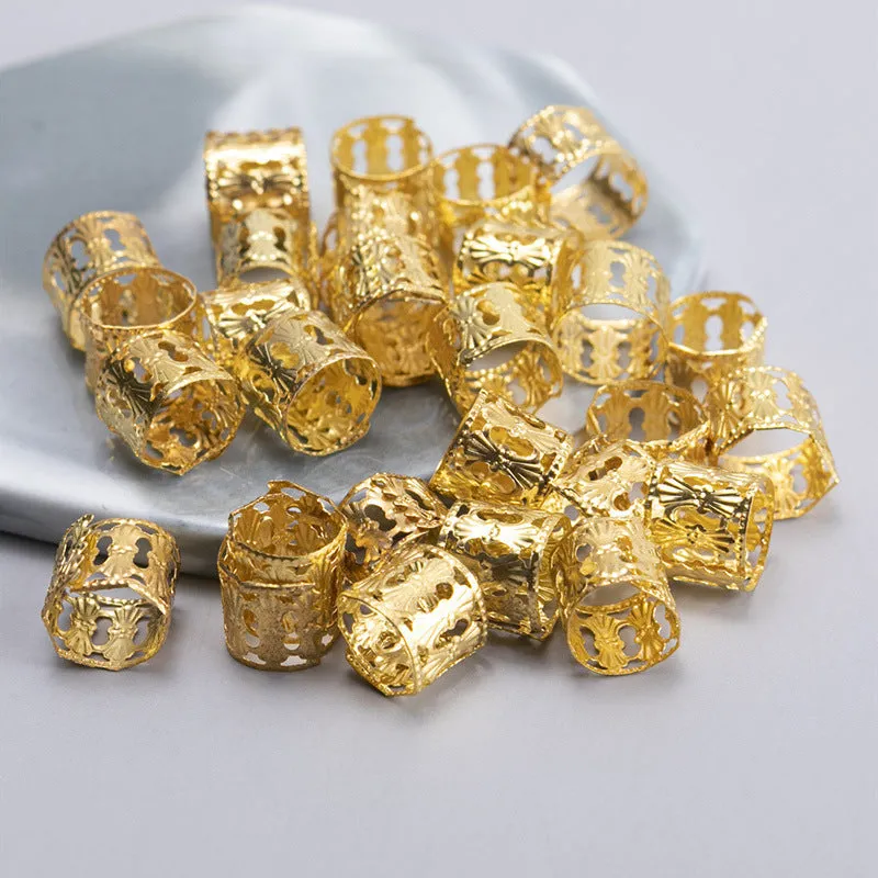 Metal dreadlocks buckle hair clip in gold or silver electroplated finish for braids and dreadlocks
