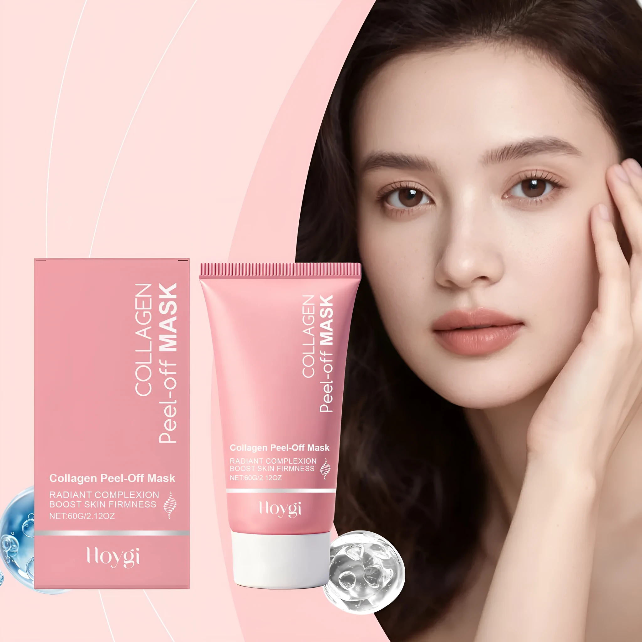 Collagen Tearing Mask 60g in white and blue packaging, product size 5.5x13.2 cm