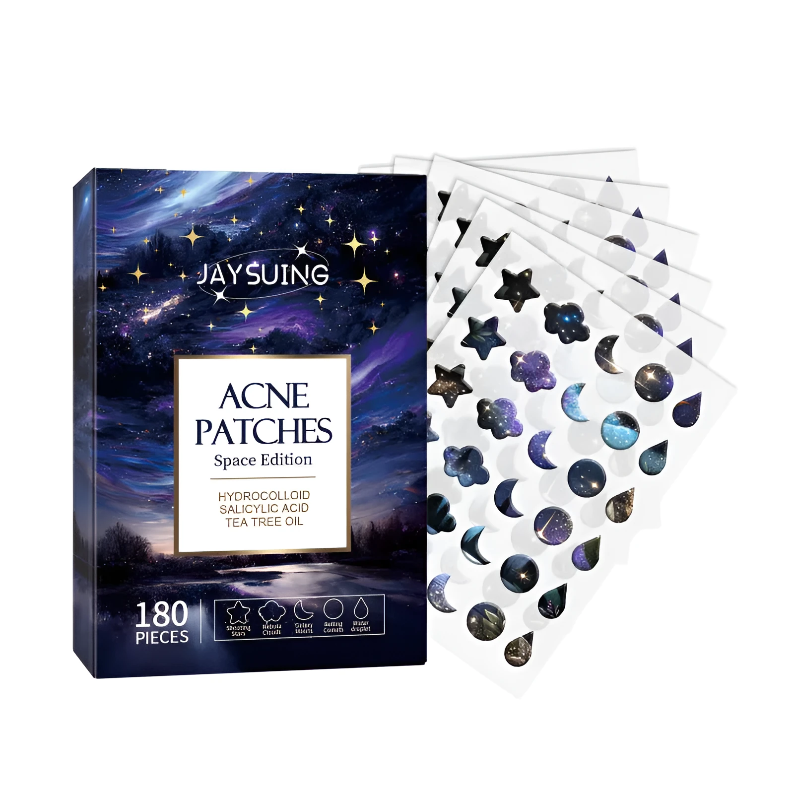 Anti-acne waterproof breathable acne patch pack of 180 pieces in compact 6.5x1.4x9.6cm packaging